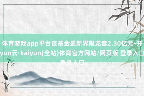 体育游戏app平台该基金最新界限龙套2.30亿元-开yun云·kaiyun(全站)体育官方网站/网页版 登录入口
